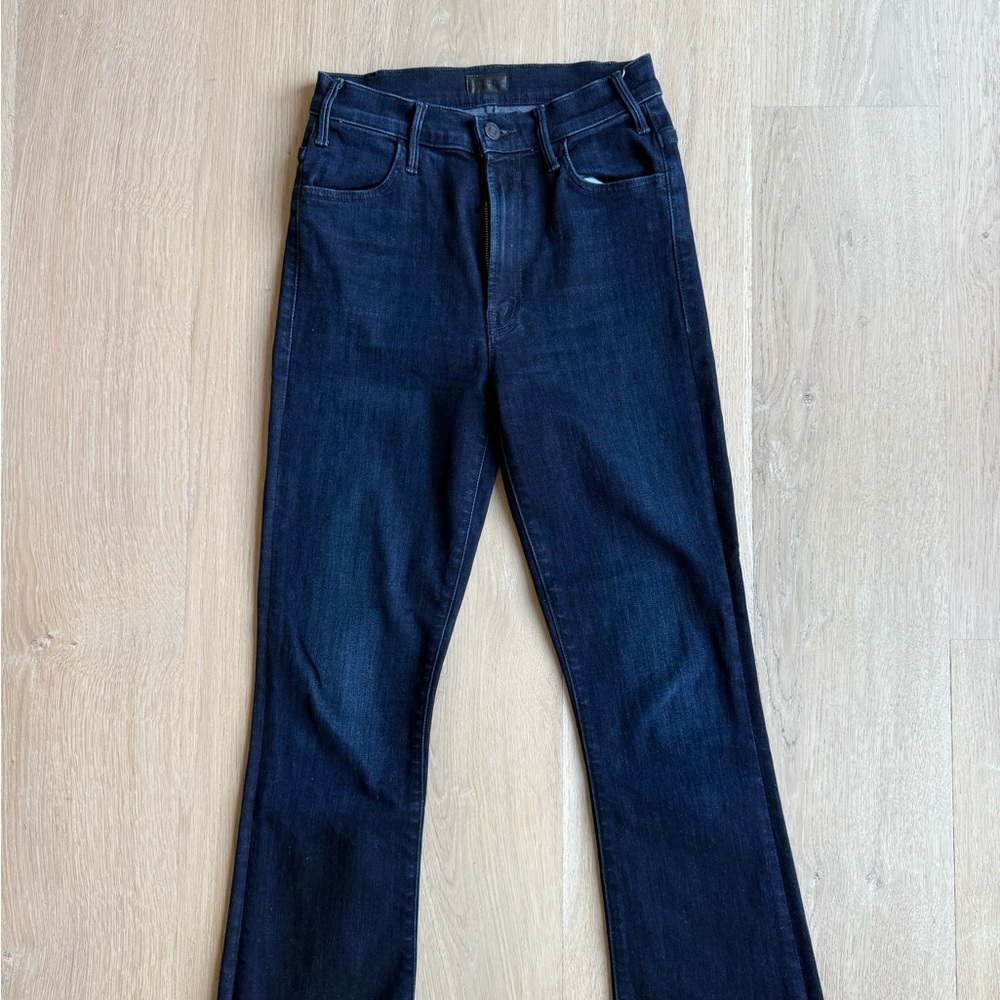 MOTHER The Hustler Ankle Fray Jeans in Dark Blue